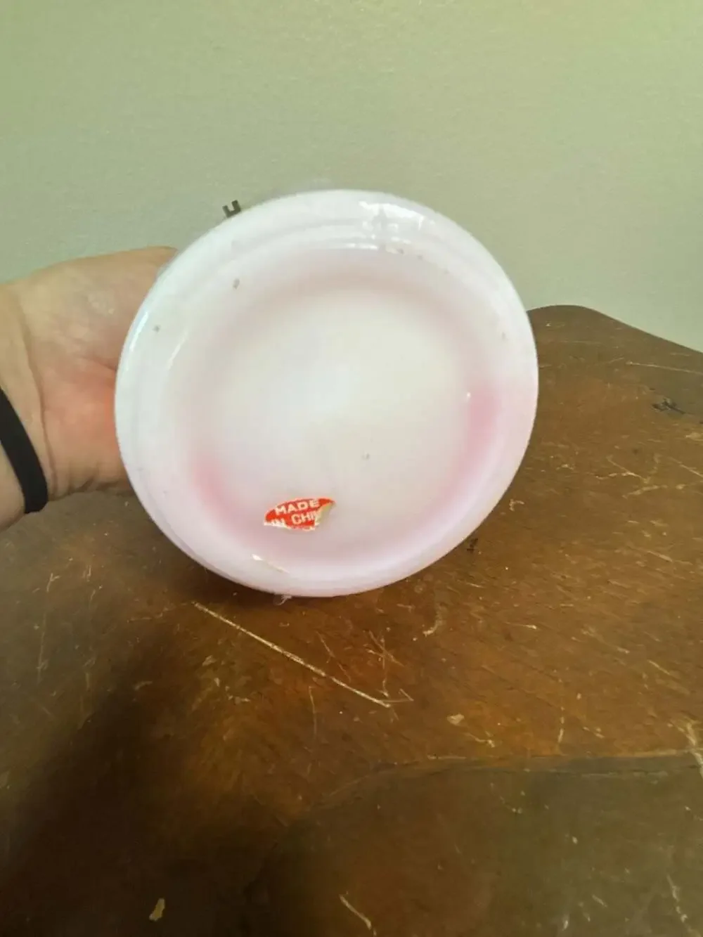 Vintage Pink Iridescent Milk Glass Water Mill Scent Lamp with Shade
